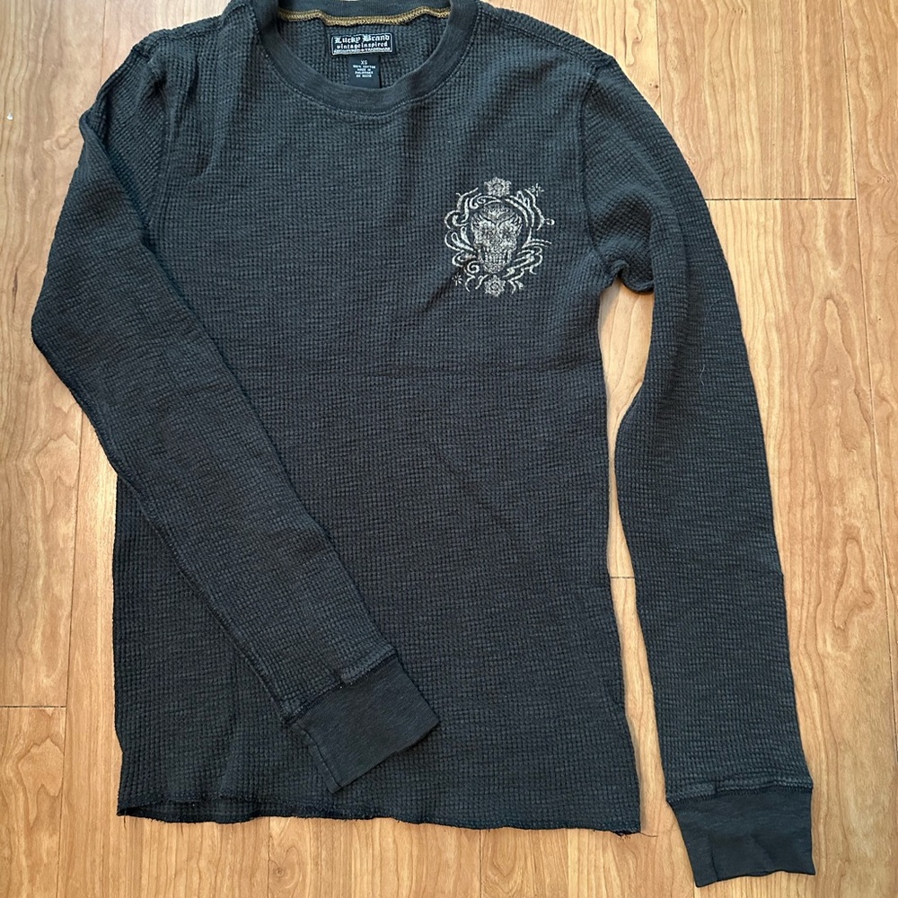 Lucky Brown Long Sleeve Shirt with Skull Design - Picture 3 of 5